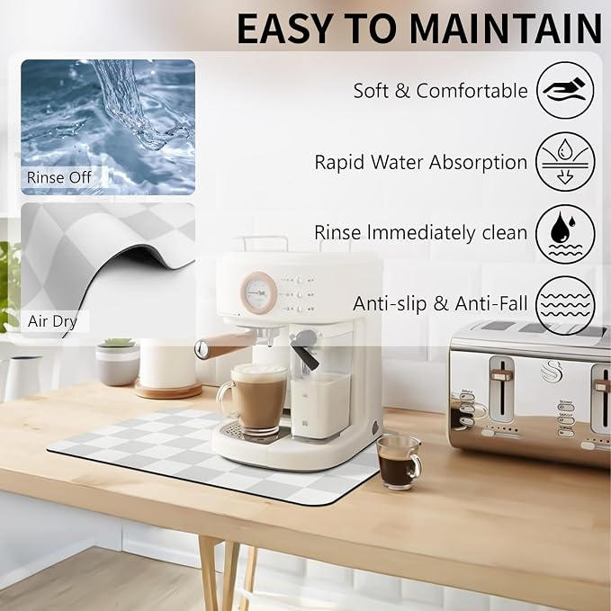 Dish Drying Mat for Kitchen Counter, Coffee Bar Mat - Image 2