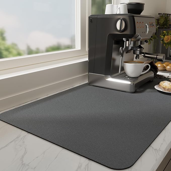 Ecotrim Absorbent Coffee Mat, Stain Hiding PU Leather Surface, Non-Slip Natural by Unknown