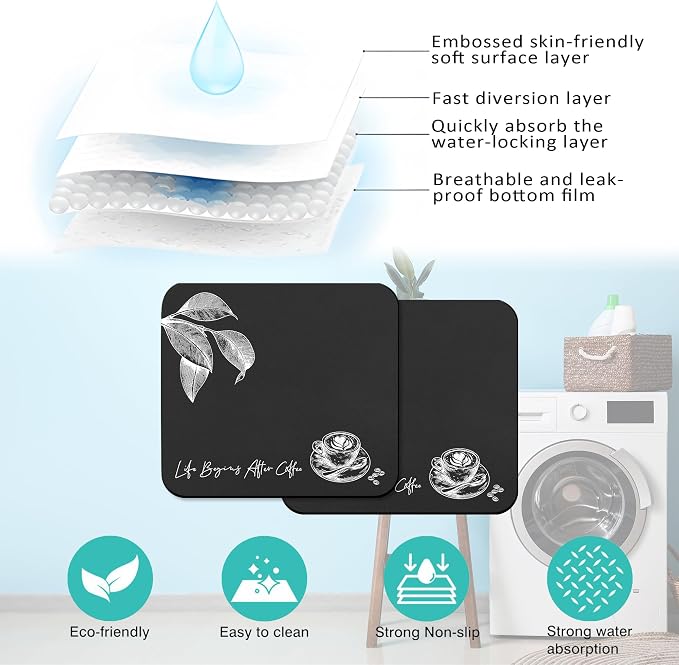 Coffee Mat - Fashion Absorbent Drying Mat Waterproof Protects Kitchen - Maker - Image 4