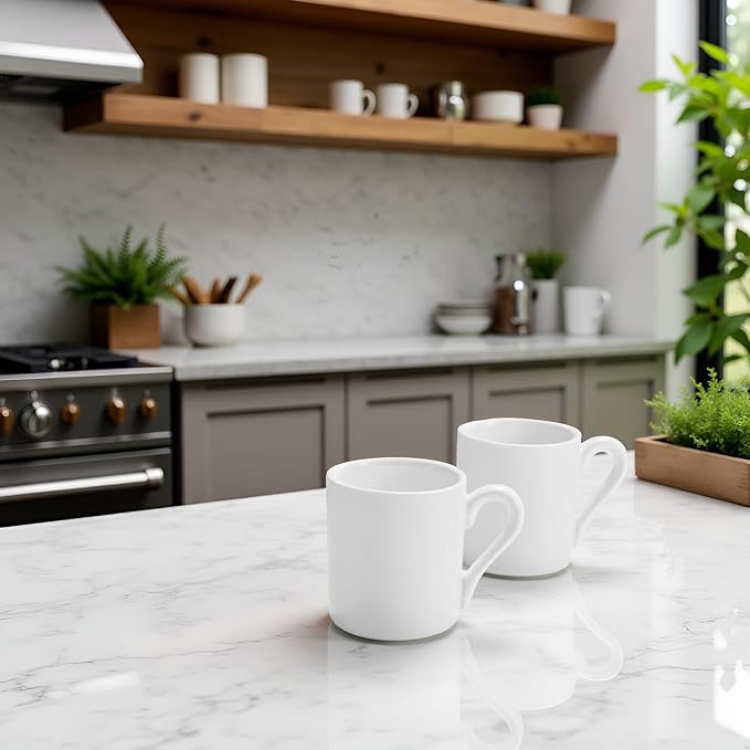 Pure White Ceramic Espresso Cup, set of two - Image 7