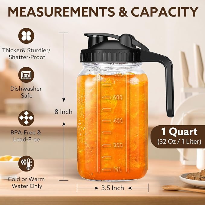 Mihlapi Breast Milk Pitcher, 32 OZ Mason Jar Pitcher - Image 5
