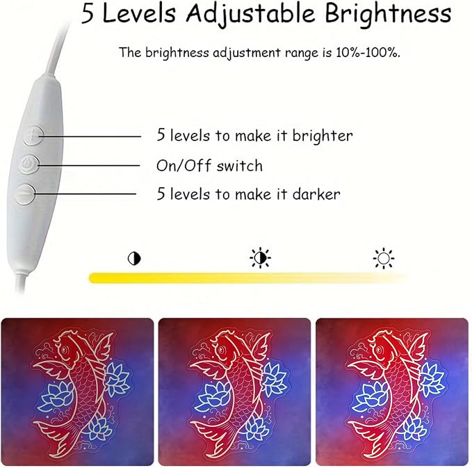 Custom Koi Fish Neon Sign, Lotus Flowers Led Neon Dimmable USB LED Neon Light - Image 4