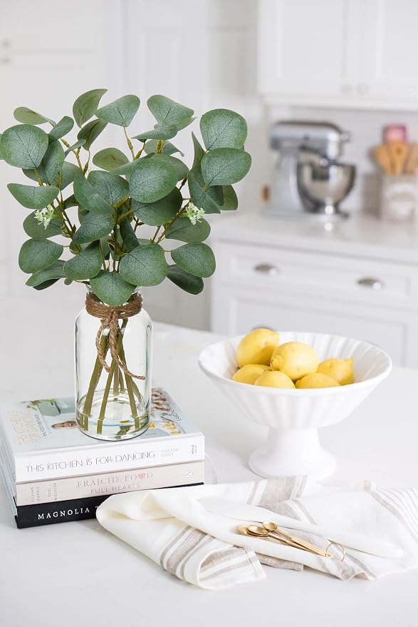 Briful Artificial Eucalyptus Stems in Glass Vase - Image 5
