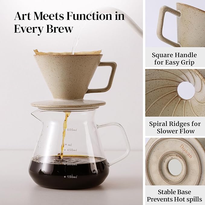 DOWAN Pour Over Coffee Maker, Non-Electric Pour Over Coffee Dripper, Manual - Image 3