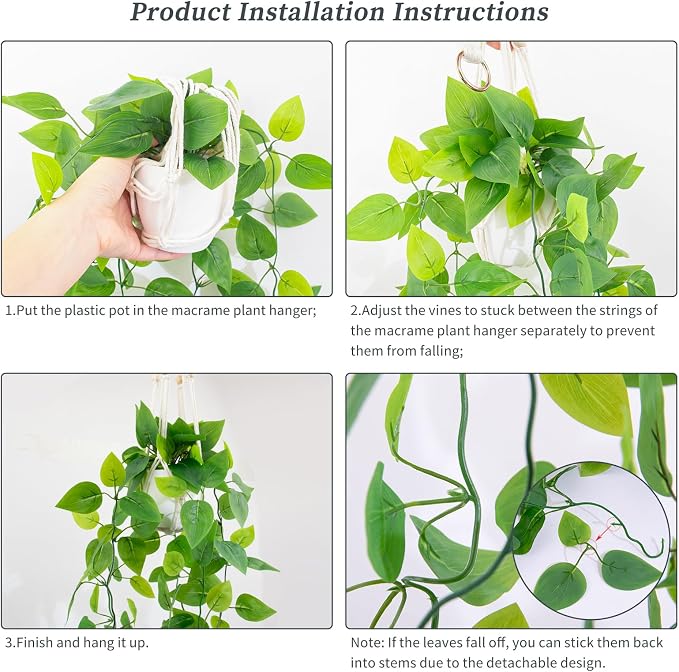 LOYWREE 2 Pack Artificial Hanging Plant Kit - Image 3