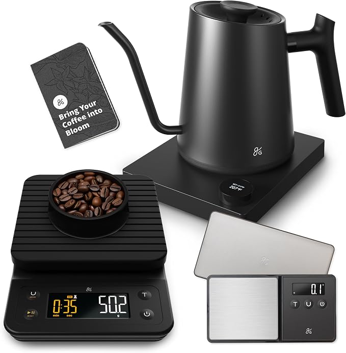 Greater Goods Electric Gooseneck Kettle, Coffee Scale, and Espresso Scale by GreaterGoods