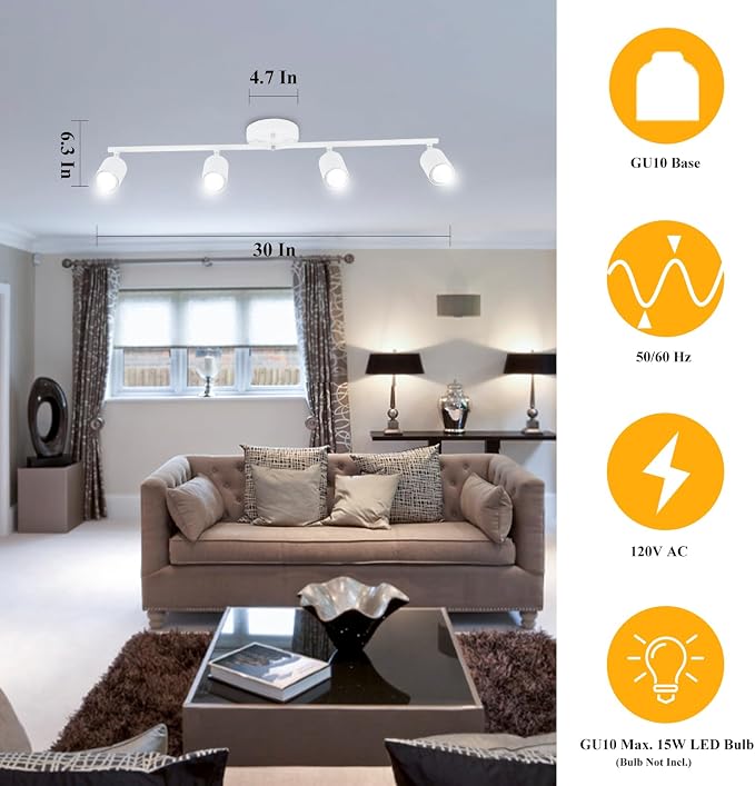 BoostArea LED 4 Light Track Lighting Kit, Flexibly Rotatable Light Head - Image 7
