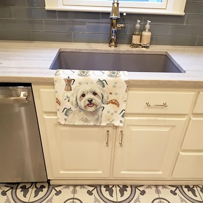 Caroline's Treasures Coton de Tulear Coffee Bar Kitchen Towel Velour Plush - Image 2