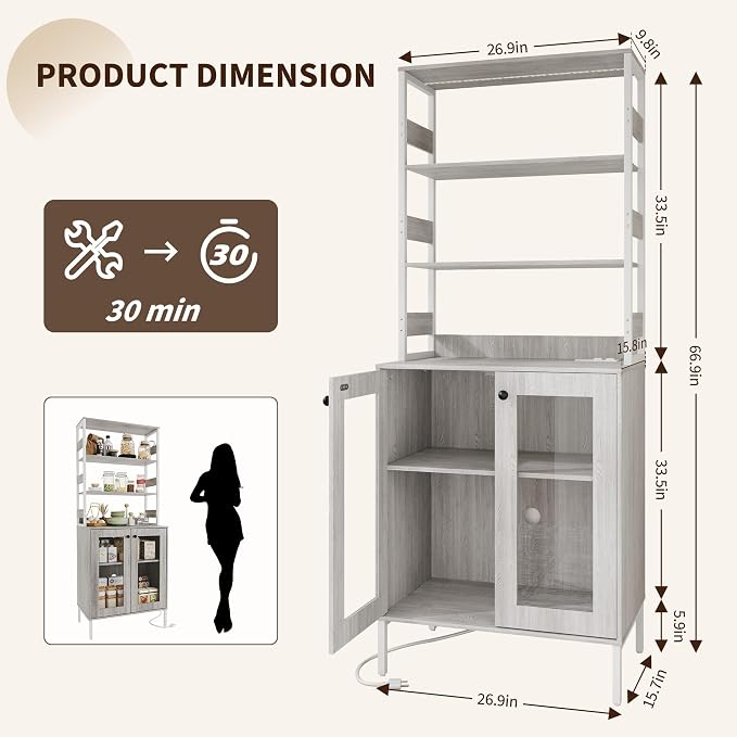 Towallmark 67 Inch Farmhouse Bakers Rack - Image 3