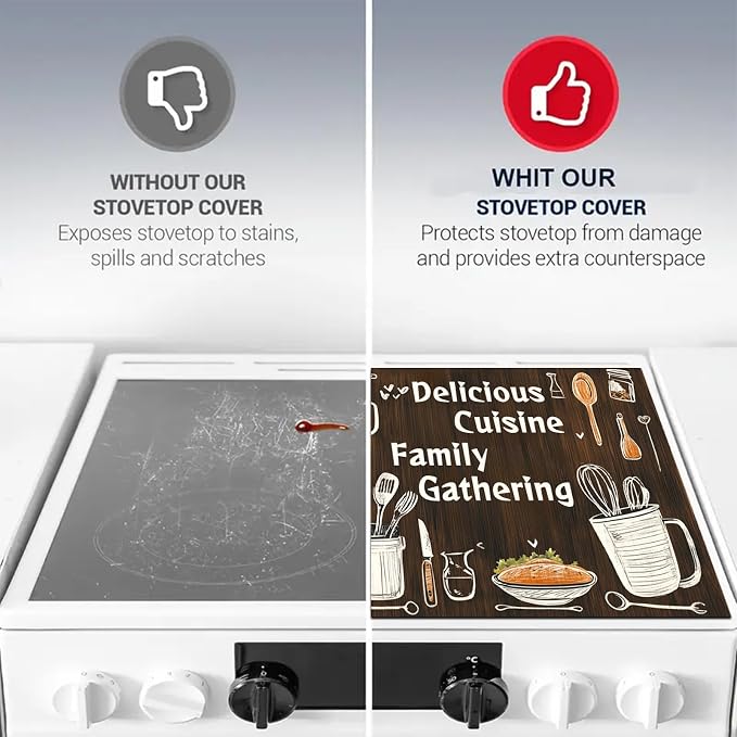HOMETITUTE Stove Top Covers for Electric Stove Heat Resistant 28x20 Inch Glass - Image 9