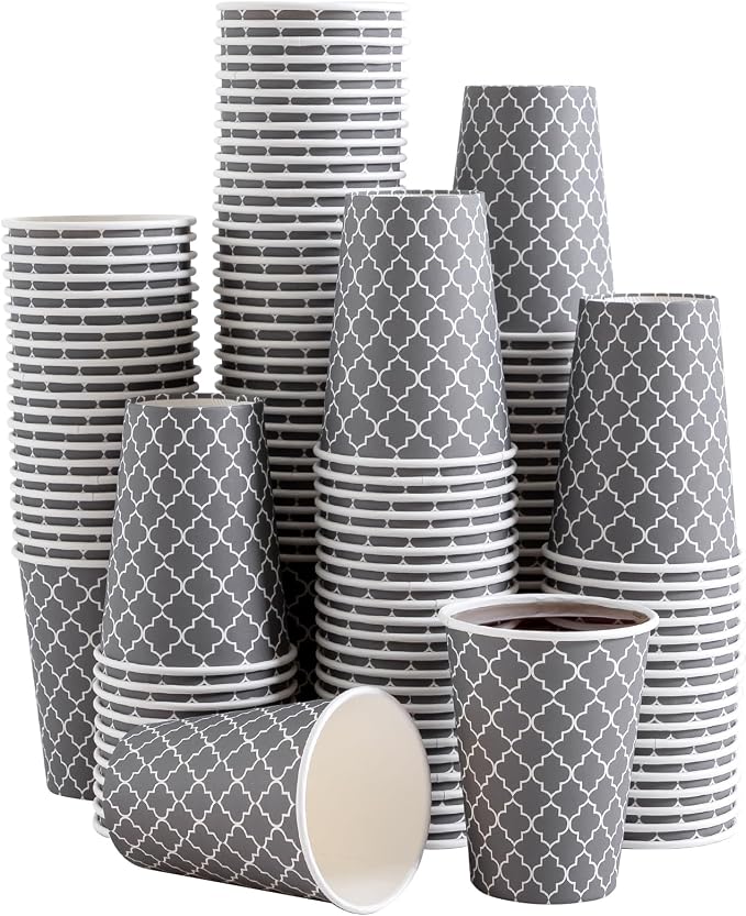 Lamosi Coffee Cups 12 oz 180 Pack, Disposable Paper Coffee Cups, Disposable Cups by BuyNow