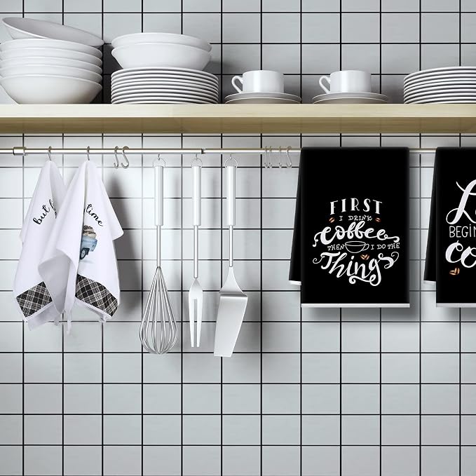 Ferraycle 4 Pieces Kitchen Dish Cloths Coffee Kitchen Hand Towels Absorbent Tea - Image 2