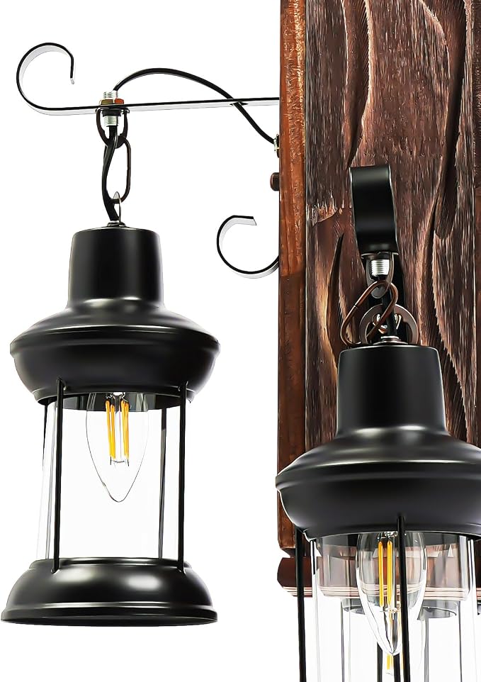 DouSeiAi Industrial Wooden Vintage 4-Light Pendant Light, Retro Loft Lantern - Image 7