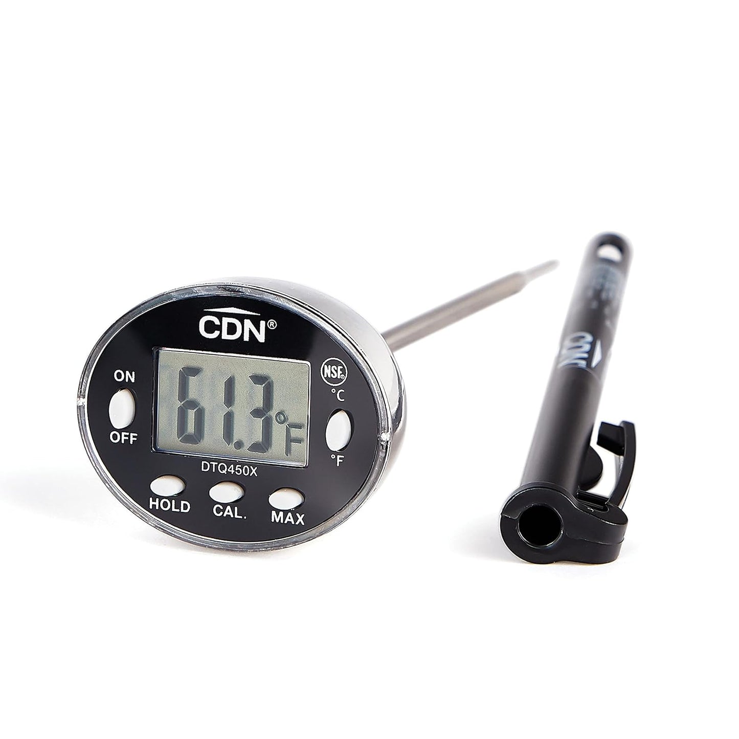 CDN Thin Tip Thermometer | ProAccurate®, 4.75" Stem, Digital, Hold, Max, Waterproof, NSF Certified, Ideal for Cooking, Brewing - DTQ450X