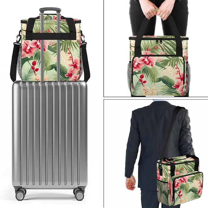 Tropical Leaf Palm Leaves Floral Coffee Maker Carring Bag, Large Insulated - Image 7