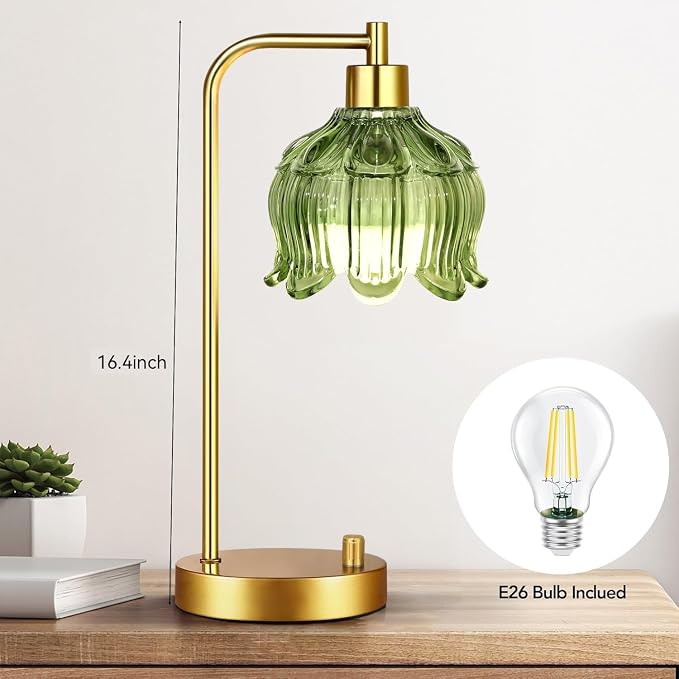ILLMTW Glass Table Lamp Set of 2, Small Gold Bedside Lamps Dimmable Boho - Image 6