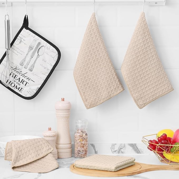 Homaxy Microfiber Waffle Weave Kitchen Towels Set, 16 x 28 Inch and 12 X 12 - Image 6