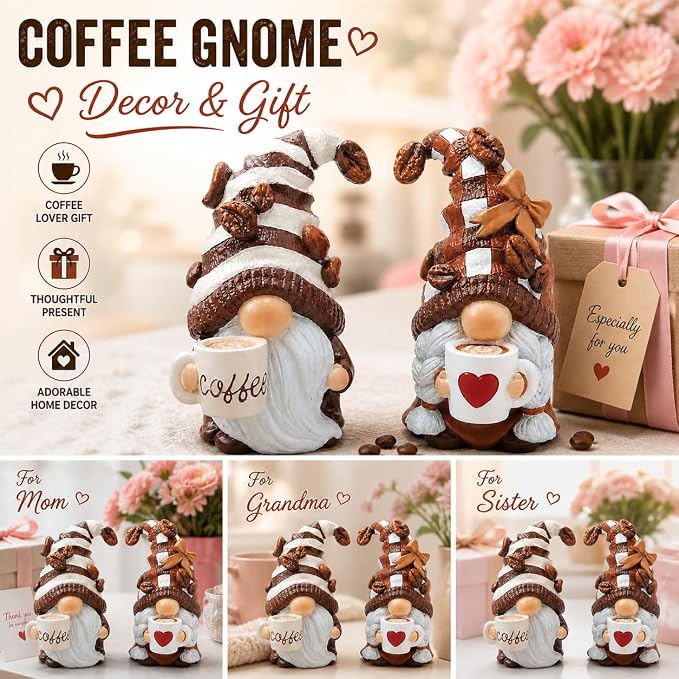 Hodao Gnome Decor Set of 2 Resin Coffee Lover Gifts - Image 4