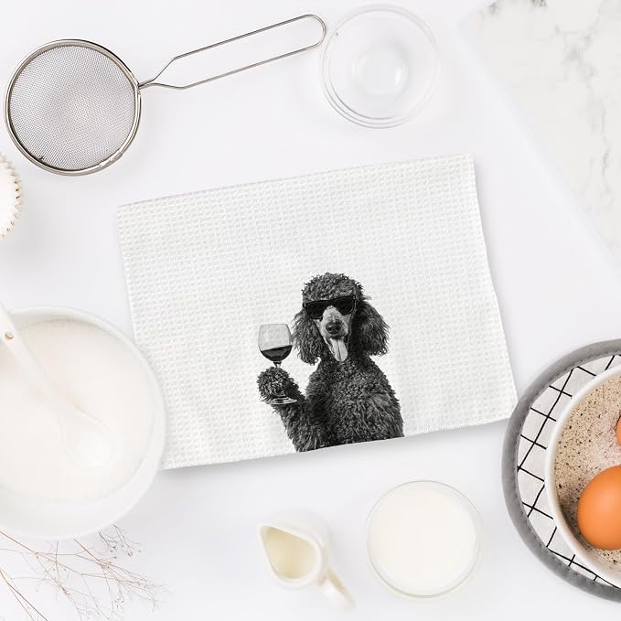 Gifts for Poodle Dog Wine Lovers Kitchen Towels Set of 2, Poodle Gifts Wine - Image 6