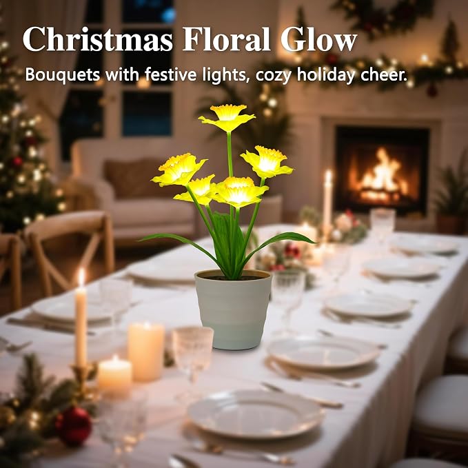 Artificial Yellow Daffodil Flower Lamp Night Light - Image 3