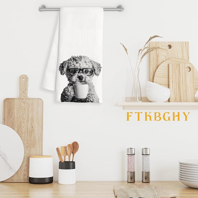 Funny Poodle Decor Coffee Kitchen Towels Gift, Poodle Dog Gifts, Coffee Gifts - Image 3
