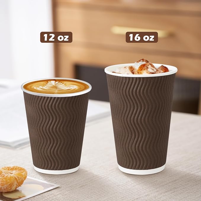 Clawsoff 90 Pack 16 oz Coffee Cups Disposable, Insulated Paper Coffee Cups - Image 6