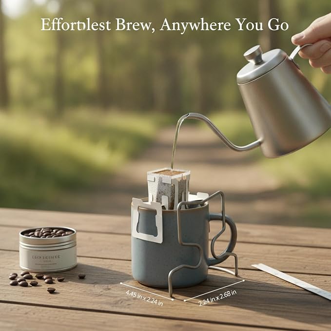 Titanium Drip Coffee Bag Holder, Rigid Stand - Image 3