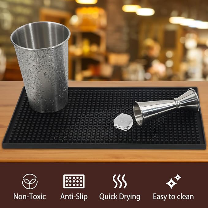 BARsics 12"x6" PVC Bar Service Mat, Non-Slip Petite Cocktail and Coffee Service - Image 3