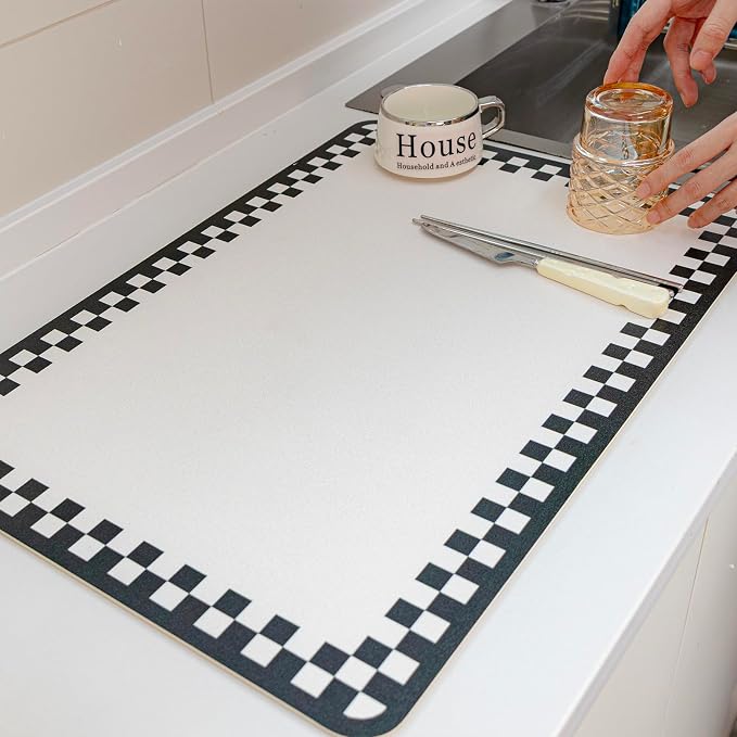 Drying Mat Kitchen Counter 24''x16'' Non-slip Coffee Mat Dish Drying Mat Fits - Image 2