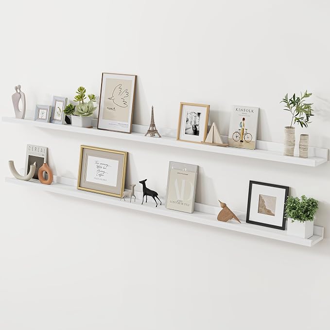 Acovy Long Floating Shelves for Wall, 72 inch Solid Wood Picture Ledge Shelf by Acovy