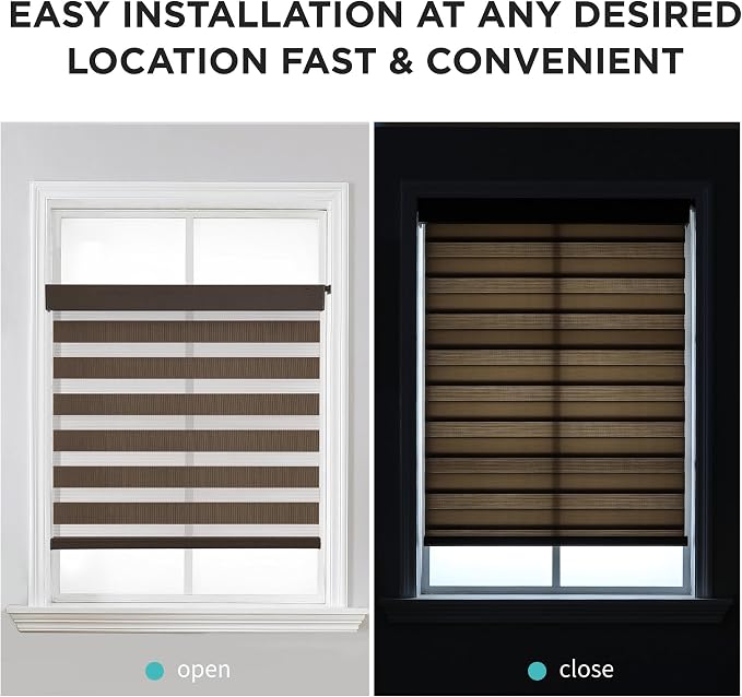 Joydeco No Drill Zebra Blinds for Windows, Cordless Day & Night Dual Sheer - Image 7