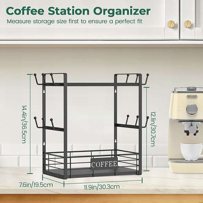 EsLuker.ly Coffee Mug Cup Holder Tree Bar Station Organizer, 2 Tier Mug Stand - Image 2