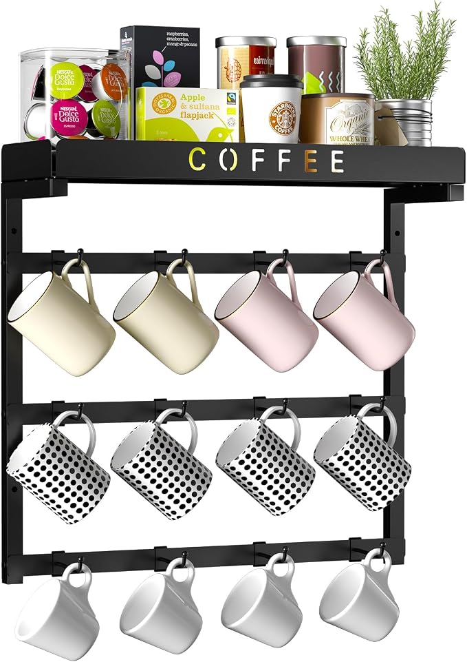 RCHYFEED Coffee Mug Holder Wall Mounted, Mug Rack Organizer by RCHYFEED