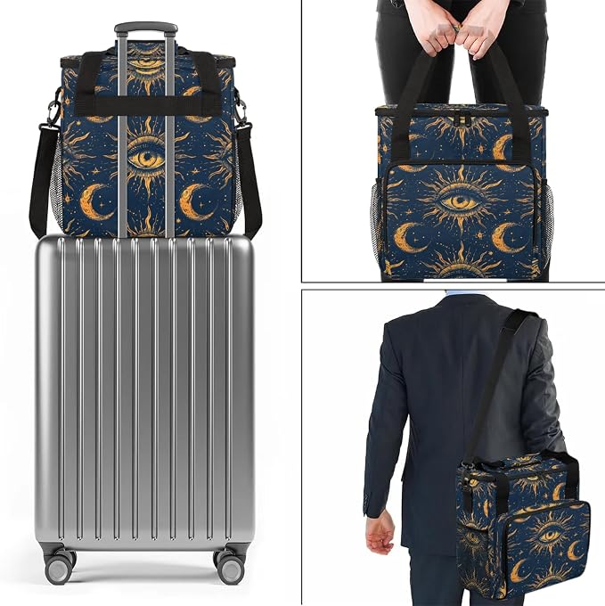 Boho Moon Coffee Maker Carring Bag, Large Insulated Storage Organizer Case Tote - Image 7