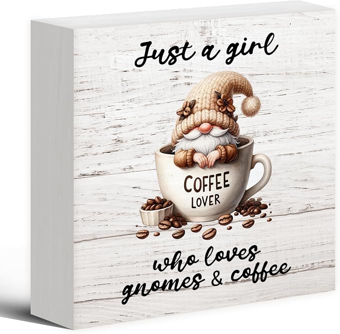 Rustic Coffee Gnome Wood Box Sign Desk Decor by Luipk