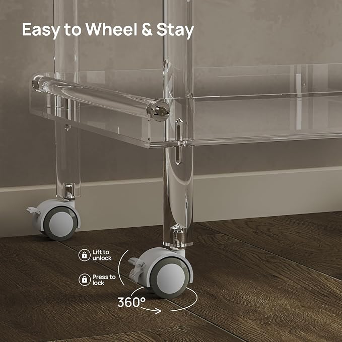 HMYHUM Acrylic Bar Cart, Rolling Serving Cart - Image 5