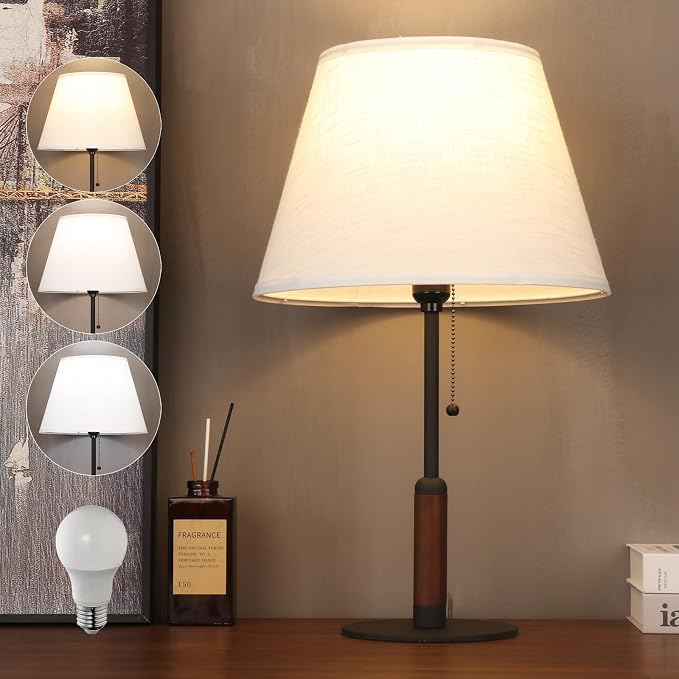 21" Modern Bedside Lamp Mid Century Table Lamp, Pull Chain Nightstand Lamp by PSDSSHIIS