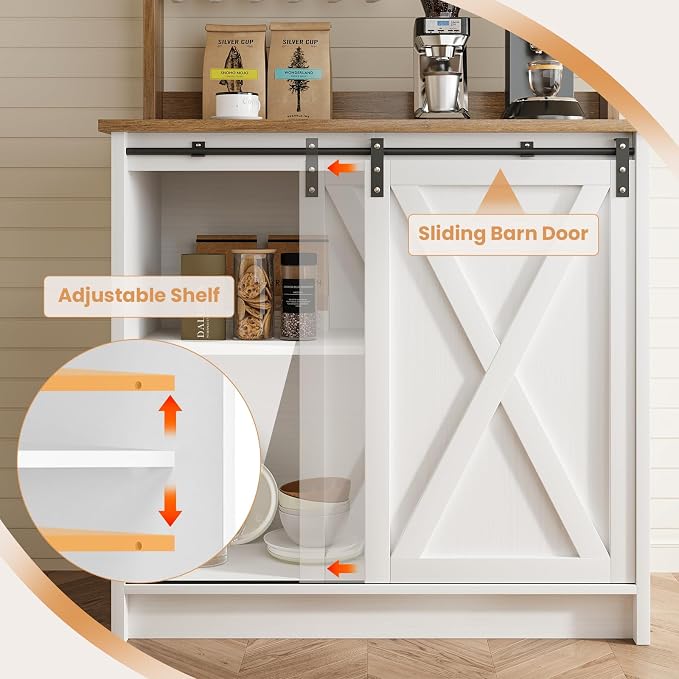 4ever2buy Farmhouse Coffee Bar Cabinet - Image 4