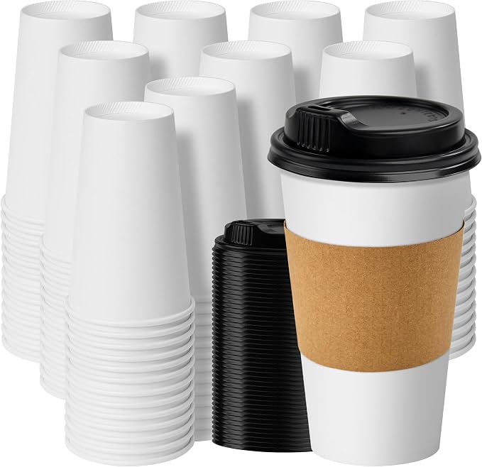 RACETOP 16 oz 500 Pack Disposable Paper Coffee Cups by RACETOP