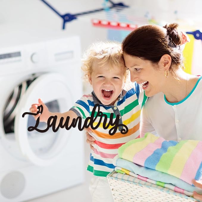 Huray Rayho Laundry Room Decor and Accessories Wooden Laundry Sign Wall Art - Image 6