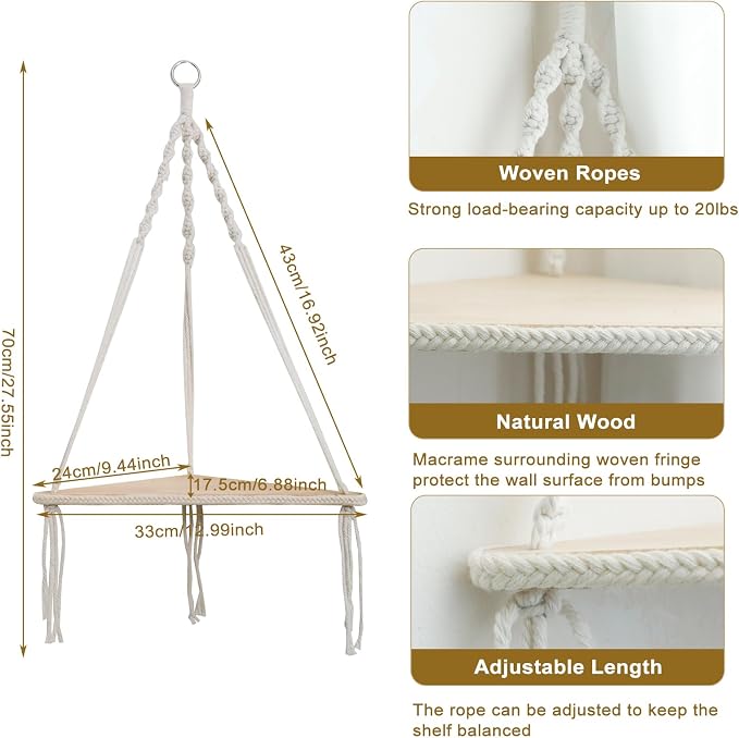 Artilady Macrame Corner Shelf Wall Hanging - Image 2