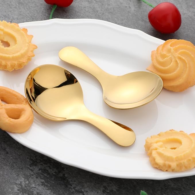 7 PCS Golden Short Handle Spoons Scoops Stainless Spoons Mini Scoops - Image 7