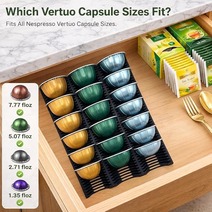 Coffee Pod Drawer Organizer for Vertuo Capsules – Holds 30 Large or 40 Small - Image 2