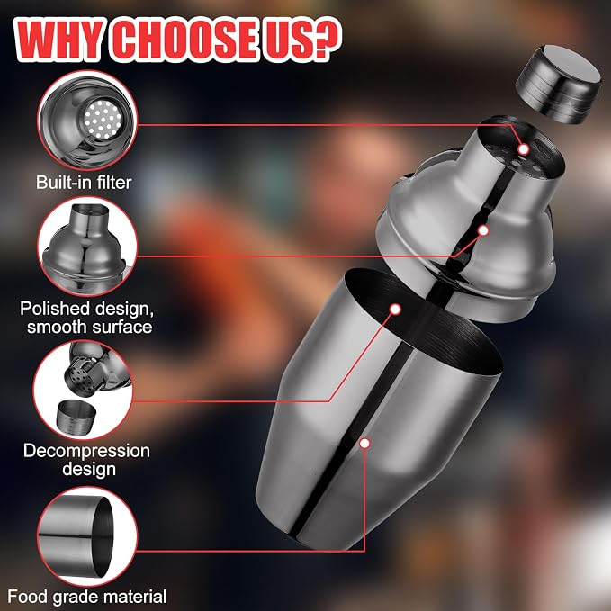 Nitial 6 Pcs Bar Cocktail Shaker Professional Stainless Steel Martini Drink - Image 3