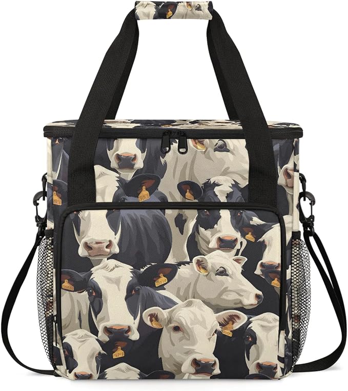 Cute Cow Print Coffee Maker Carring Bag, Large Insulated Storage Organizer Case by Home