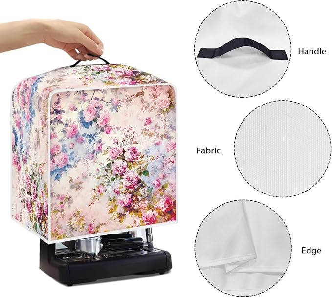 Rose Coffee Maker Cover Dust Proof Appliance Cover Machine Washable Stand Cover - Image 5