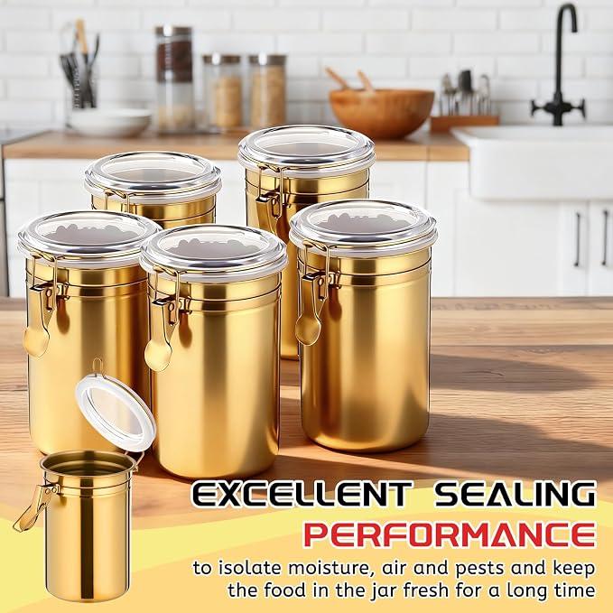 6 Pcs Stainless Steel Food Storage Containers Set Airtight Kitchen Canisters - Image 6