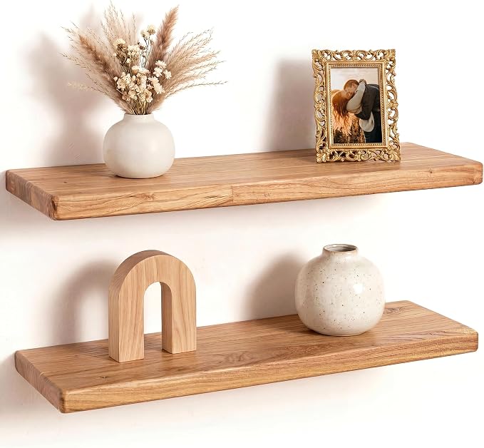 Fun Memories 24 Inch Floating Shelf, 8 Inch Deep Rounded Edge Reclaimed Elm by FunMemories