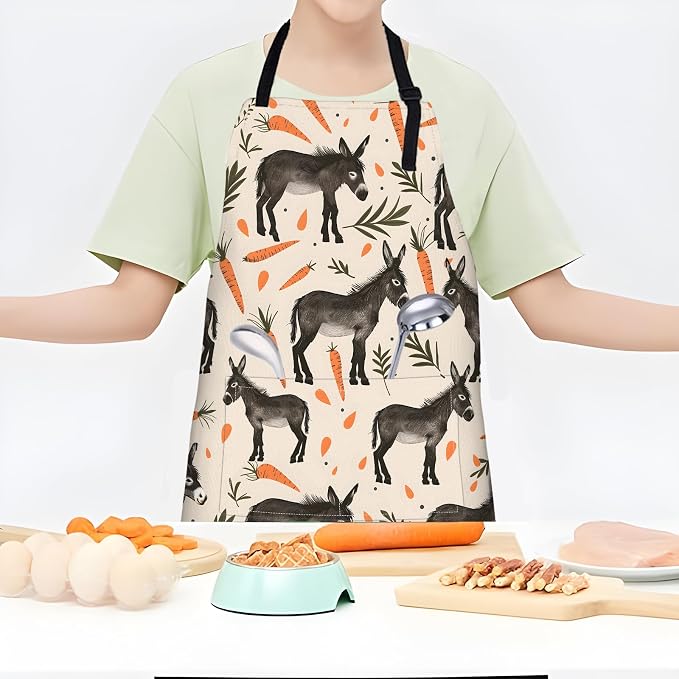 Donkey and Carrot Apron, Adjustable Waterproof Oxford Fabric Kitchen Apron - Image 2