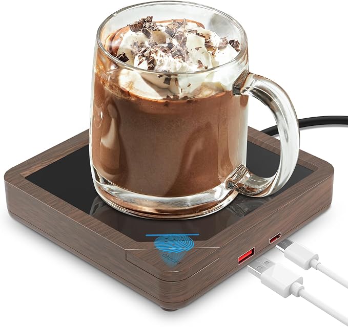 Coffee Mug Warmer with 2 USB Charging Ports: Auto Shut-Off Candle Wax Warmer by Yolin